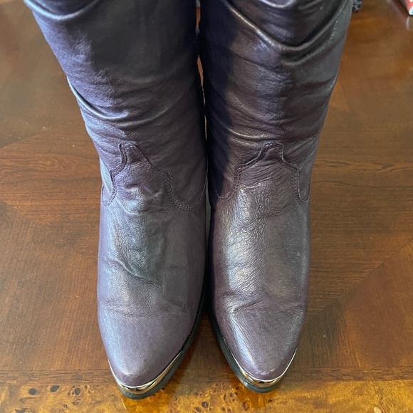 Dingo, Purple leather western style slouch boots size 6 Steel Toe - Picture 7 of 9
